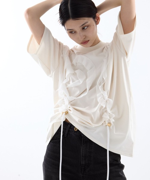 HOUGA(ホウガ)の「【HOUGA/ホウガ】wave T/Tシャツ(Tシャツ/カットソー・レディース・ホワイト/ブラック・FREE)」の2枚目の写真