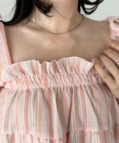 セール】肩リボンティアードフリルキャミソール（キャミソール）｜CLEA