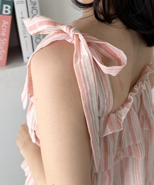 セール】肩リボンティアードフリルキャミソール（キャミソール）｜CLEA