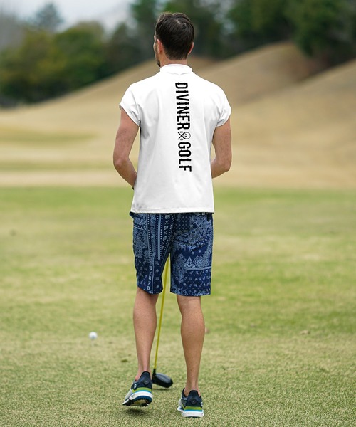 DIVINER GOLF(ディバイナー ゴルフ)の「【DIVINER GOLF】攻め袖 モックネックTシャツ メンズ ゴルフウェア ショートスリーブ 襟付き 春服(ゴルフグッズ・メンズ・ホワイト×ブラック/ブラック×ブラック/ブラック×ホワイト・M/L/XL/XXL)」の6枚目の写真