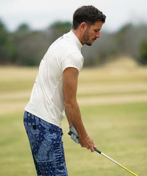 DIVINER GOLF(ディバイナー ゴルフ)の「【DIVINER GOLF】攻め袖 モックネックTシャツ メンズ ゴルフウェア ショートスリーブ 襟付き 春服(ゴルフグッズ・メンズ・ホワイト×ブラック/ブラック×ブラック/ブラック×ホワイト・M/L/XL/XXL)」の7枚目の写真