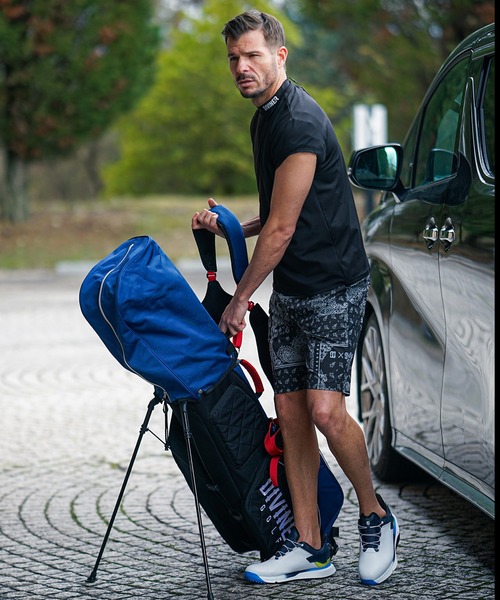 DIVINER GOLF(ディバイナー ゴルフ)の「【DIVINER GOLF】攻め袖 モックネックTシャツ メンズ ゴルフウェア ショートスリーブ 襟付き 春服(ゴルフグッズ・メンズ・ホワイト×ブラック/ブラック×ブラック/ブラック×ホワイト・M/L/XL/XXL)」の9枚目の写真