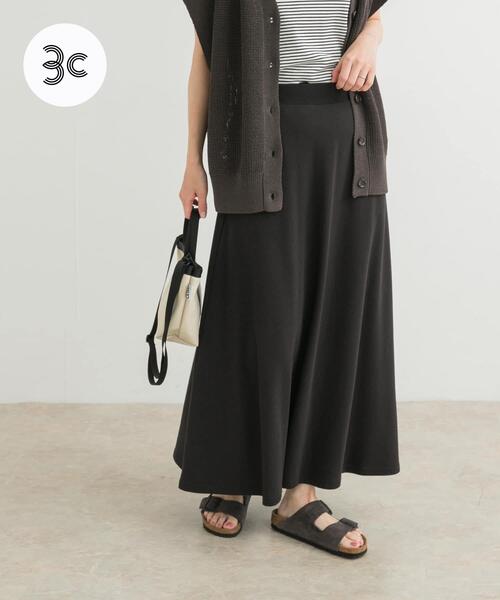 URBAN RESEARCH DOORS(アーバンリサーチドアーズ)の「『セットアップ対応』モダールコットン裏毛イージースカート(スカート・レディース・グレー/ベージュ系その他/ブラック・MEDIUM)」の1枚目の写真