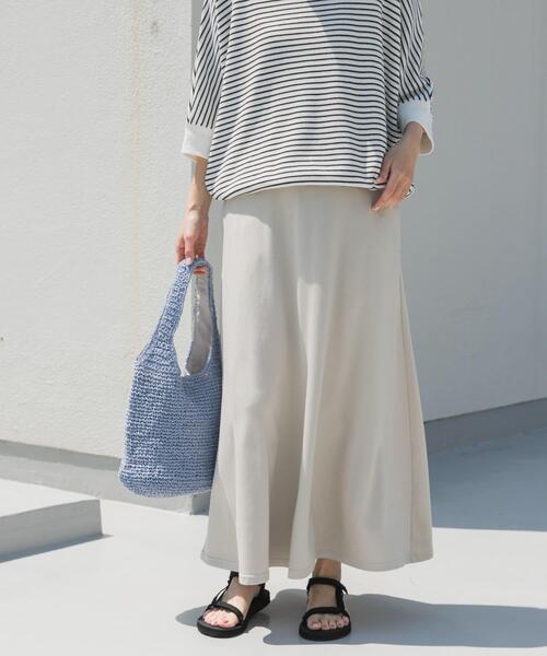 URBAN RESEARCH DOORS(アーバンリサーチドアーズ)の「『セットアップ対応』モダールコットン裏毛イージースカート(スカート・レディース・グレー/ベージュ系その他/ブラック・MEDIUM)」の4枚目の写真