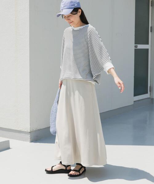 URBAN RESEARCH DOORS(アーバンリサーチドアーズ)の「『セットアップ対応』モダールコットン裏毛イージースカート(スカート・レディース・グレー/ベージュ系その他/ブラック・MEDIUM)」の9枚目の写真