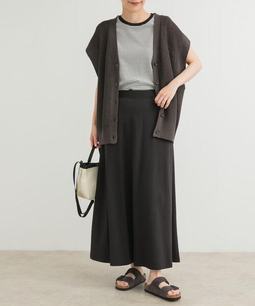 URBAN RESEARCH DOORS(アーバンリサーチドアーズ)の「『セットアップ対応』モダールコットン裏毛イージースカート(スカート・レディース・グレー/ベージュ系その他/ブラック・MEDIUM)」の18枚目の写真