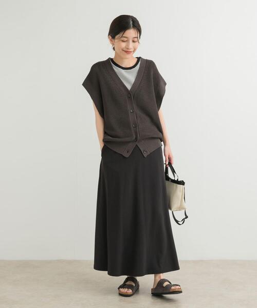 URBAN RESEARCH DOORS(アーバンリサーチドアーズ)の「『セットアップ対応』モダールコットン裏毛イージースカート(スカート・レディース・グレー/ベージュ系その他/ブラック・MEDIUM)」の16枚目の写真