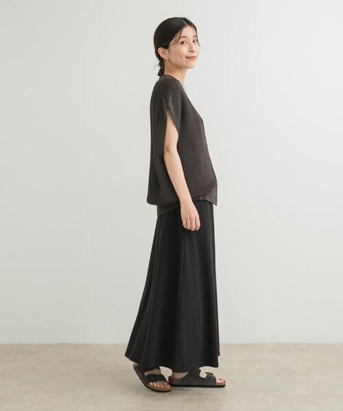 URBAN RESEARCH DOORS(アーバンリサーチドアーズ)の「『セットアップ対応』モダールコットン裏毛イージースカート(スカート・レディース・グレー/ベージュ系その他/ブラック・MEDIUM)」の15枚目の写真