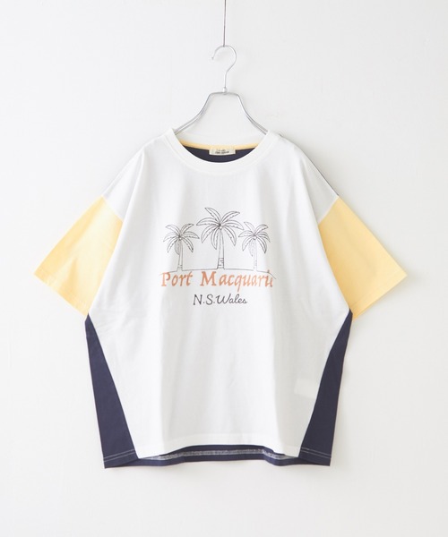CUBE SUGAR(キューブシュガー)の「21/-シルケット風天竺接触冷感裾タックTシャツ(Tシャツ/カットソー・レディース・イエロー/ネイビー/ホワイト/ブルー/マルチ・M)」の10枚目の写真
