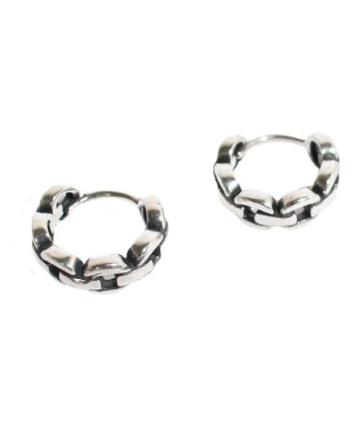 H.O.V(フォブ)の「【H.O.V】LINK HOOP PIERCE/リンク フープ ピアス ユニセックス チェーン(ピアス(両耳用)・レディース・シルバー・FREE)」の7枚目の写真