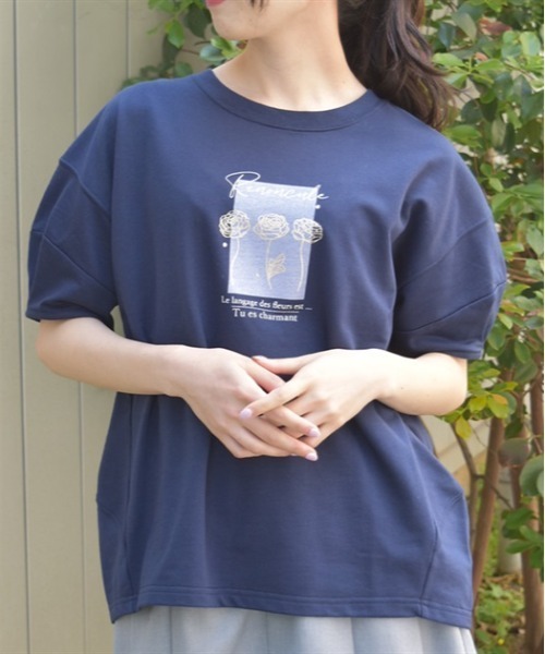 axes femme(アクシーズファム)の「プリントコクーントレーナー(Tシャツ/カットソー・レディース・ピンク/キナリ/ネイビー・FREE)」の1枚目の写真