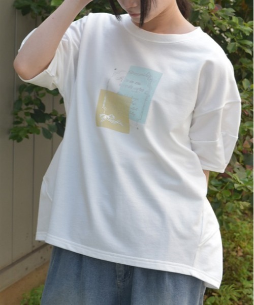 axes femme(アクシーズファム)の「プリントコクーントレーナー(Tシャツ/カットソー・レディース・ピンク/キナリ/ネイビー・FREE)」の2枚目の写真