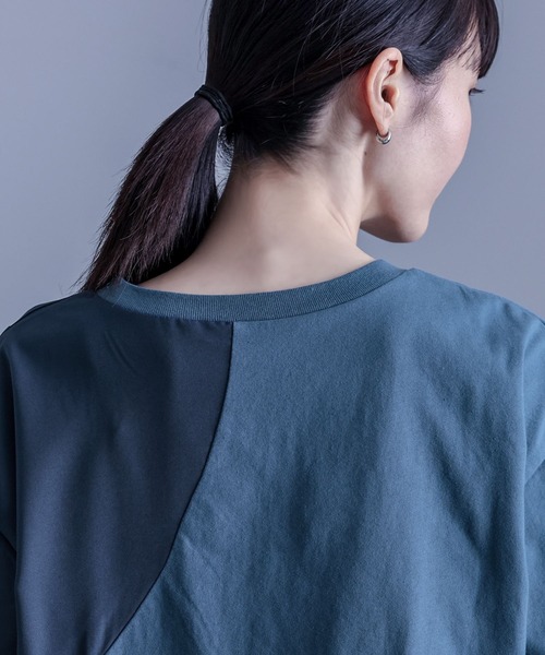kOhAKU（コハク）の「異素材シャーリング切替カットソー（Tシャツ/カットソー・レディース・ブラック/ブルー・2/1）」の21枚目の写真