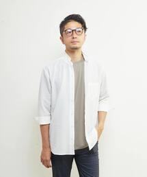 MEN'S MELROSE | ドットエアー7分袖ワンピースカラーシャツ | 軽量 / ストレッチ / 吸水速乾(シャツ/ブラウス)