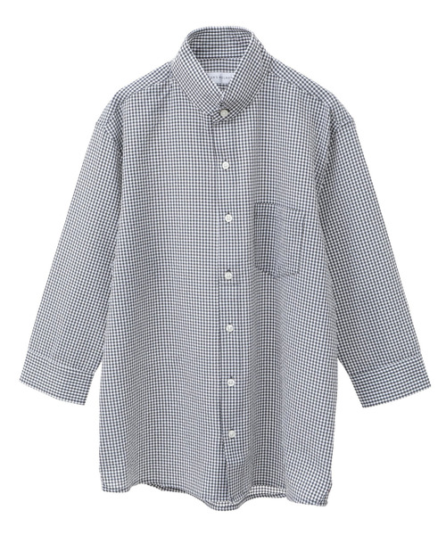 MEN'S MELROSE(メンズメルローズ)の「ドットエアー7分袖ワンピースカラーシャツ | 軽量 / ストレッチ / 吸水速乾(シャツ/ブラウス・メンズ・チェック/ネイビー/ホワイト・4/3/2)」の20枚目の写真