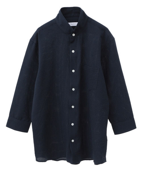 MEN'S MELROSE(メンズメルローズ)の「ドットエアー7分袖ワンピースカラーシャツ | 軽量 / ストレッチ / 吸水速乾(シャツ/ブラウス・メンズ・チェック/ネイビー/ホワイト・4/3/2)」の22枚目の写真