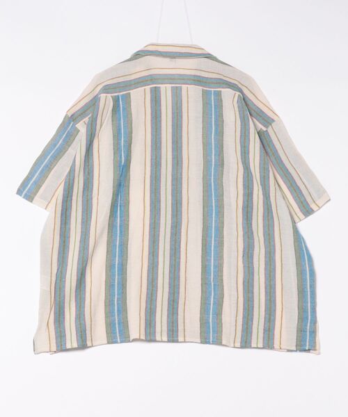 チャイハネ(チャイハネ)の「【チャイハネ】インド綿ストライプ織り デルアMEN'S開襟シャツ(シャツ/ブラウス・メンズ・オレンジ/グリーン/ホワイト・FREE)」の11枚目の写真
