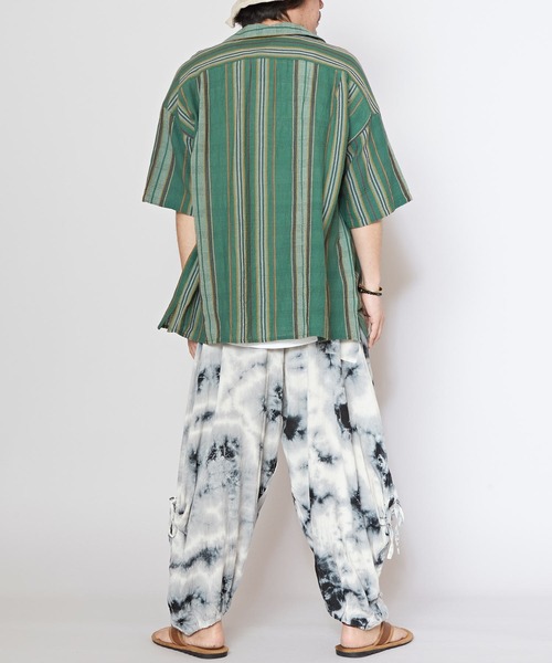 チャイハネ(チャイハネ)の「【チャイハネ】インド綿ストライプ織り デルアMEN'S開襟シャツ(シャツ/ブラウス・メンズ・オレンジ/グリーン/ホワイト・FREE)」の15枚目の写真