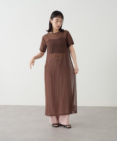 Omekashi（オメカシ）の「半袖チュールワンピース（ワンピース・レディース・ブラウン/ブラック/アイボリー・FREE）」の5枚目の写真