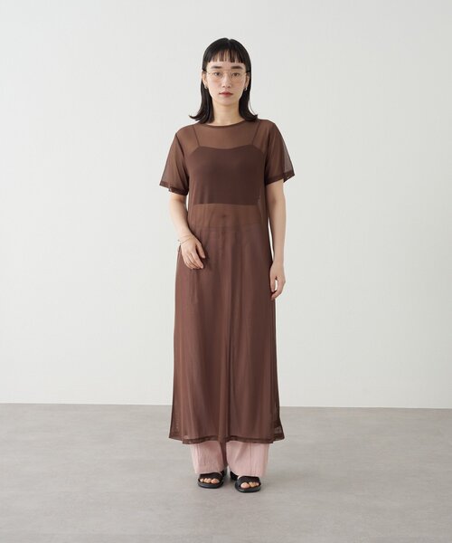 Omekashi（オメカシ）の「半袖チュールワンピース（ワンピース・レディース・ブラウン/ブラック/アイボリー・FREE）」の6枚目の写真