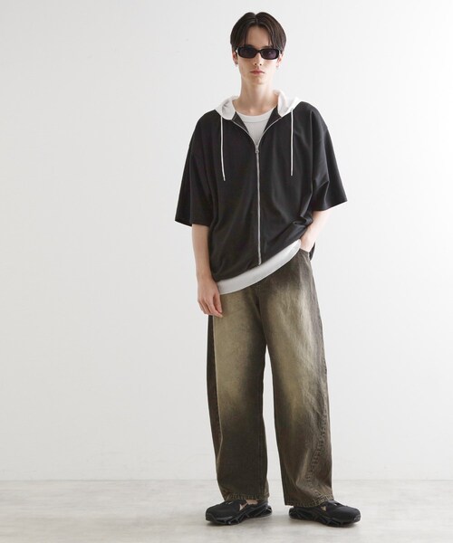 tk.TAKEO KIKUCHI(ティーケータケオキクチ)の「◆ドルマンジップパーカ(パーカー・メンズ・ブラック/ホワイト系5/ブラック系4/ライトグレー・02/03)」の6枚目の写真