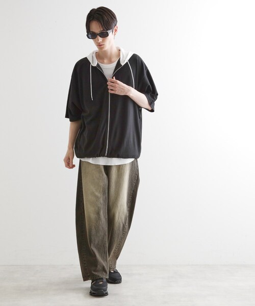 tk.TAKEO KIKUCHI(ティーケータケオキクチ)の「◆ドルマンジップパーカ(パーカー・メンズ・ブラック/ホワイト系5/ブラック系4/ライトグレー・02/03)」の7枚目の写真