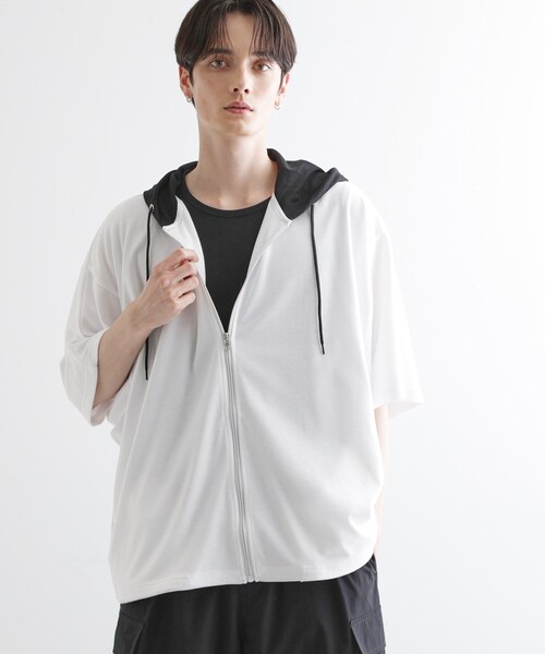 tk.TAKEO KIKUCHI(ティーケータケオキクチ)の「◆ドルマンジップパーカ(パーカー・メンズ・ブラック/ホワイト系5/ブラック系4/ライトグレー・02/03)」の9枚目の写真