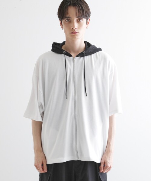 tk.TAKEO KIKUCHI(ティーケータケオキクチ)の「◆ドルマンジップパーカ(パーカー・メンズ・ブラック/ホワイト系5/ブラック系4/ライトグレー・02/03)」の13枚目の写真