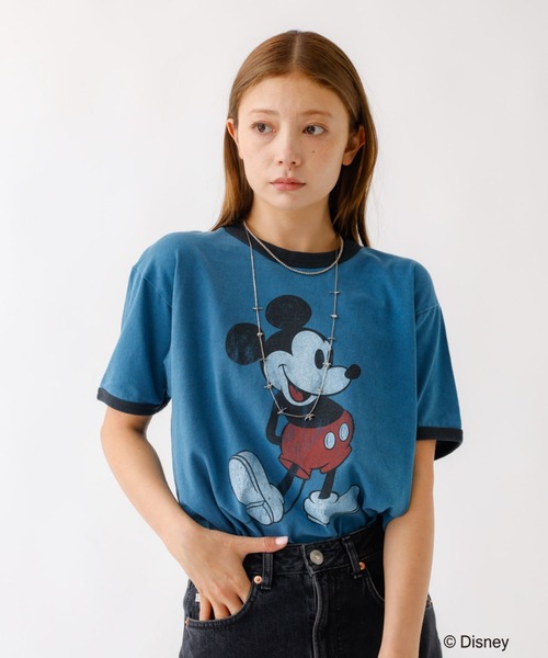 Johnbull(ジョンブル)の「追加【JOHNBULL/ジョンブル】MICKEY MOUSE / ミッキーマウス / プリントTシャツ / リンガーTシャツ / 半袖【WEB限定】(Tシャツ/カットソー・レディース・ブルー/ネイビー・S)」の7枚目の写真