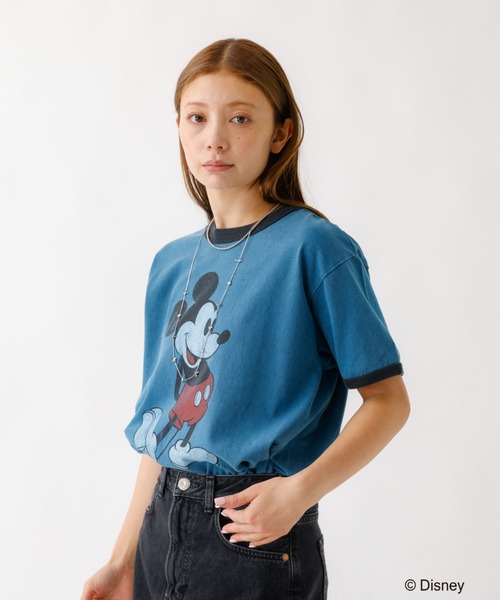 Johnbull(ジョンブル)の「追加【JOHNBULL/ジョンブル】MICKEY MOUSE / ミッキーマウス / プリントTシャツ / リンガーTシャツ / 半袖【WEB限定】(Tシャツ/カットソー・レディース・ブルー/ネイビー・S)」の5枚目の写真