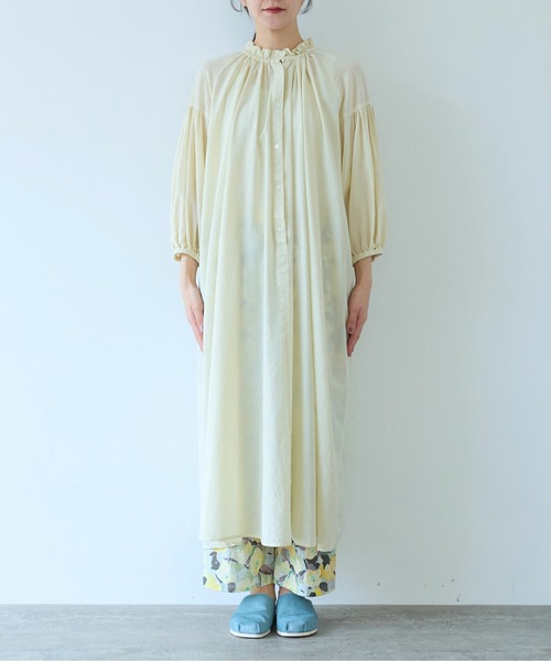 yuni（ユニ　）の「ハイツイストコットン gather collar ワンピース（ワンピース・レディース・イエロー/ブラック系その他・FREE）」の15枚目の写真