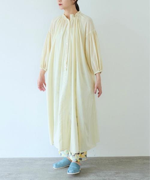 yuni（ユニ　）の「ハイツイストコットン gather collar ワンピース（ワンピース・レディース・イエロー/ブラック系その他・FREE）」の16枚目の写真