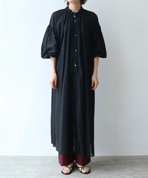 yuni（ユニ　）の「ハイツイストコットン gather collar ワンピース（ワンピース・レディース・イエロー/ブラック系その他・FREE）」の10枚目の写真