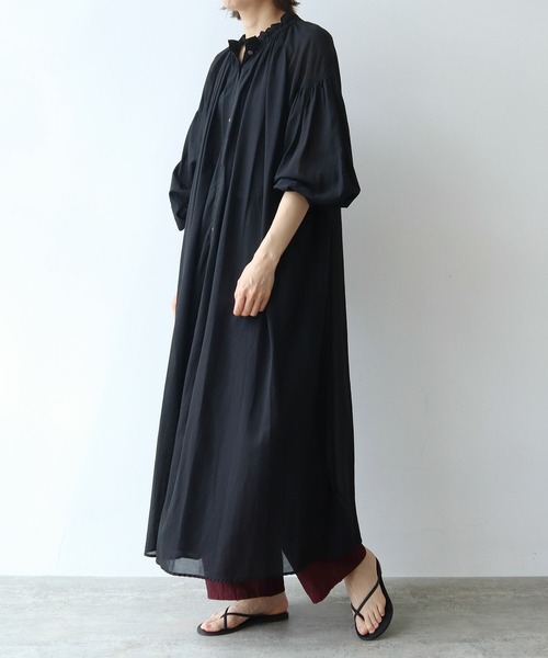 yuni（ユニ　）の「ハイツイストコットン gather collar ワンピース（ワンピース・レディース・イエロー/ブラック系その他・FREE）」の11枚目の写真