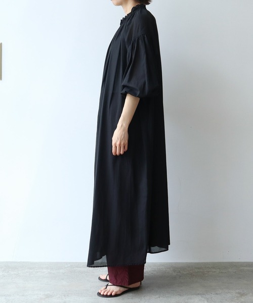 yuni（ユニ　）の「ハイツイストコットン gather collar ワンピース（ワンピース・レディース・イエロー/ブラック系その他・FREE）」の9枚目の写真