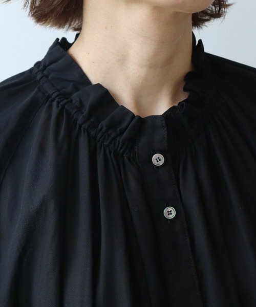 yuni（ユニ　）の「ハイツイストコットン gather collar ワンピース（ワンピース・レディース・イエロー/ブラック系その他・FREE）」の6枚目の写真