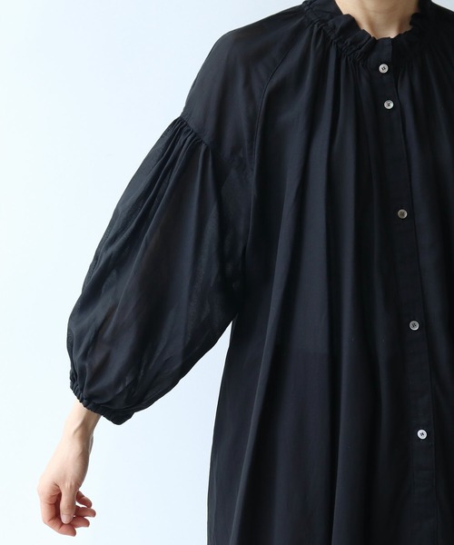 yuni（ユニ　）の「ハイツイストコットン gather collar ワンピース（ワンピース・レディース・イエロー/ブラック系その他・FREE）」の5枚目の写真