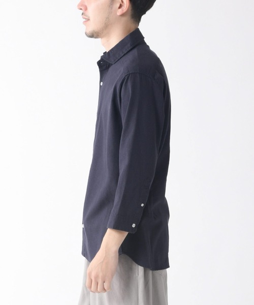 Relation(リレーション)の「リネン7分袖シャツ(シャツ/ブラウス・メンズ・ホワイト/ピンク/ベージュ/ネイビー/グレー/ブラック/カーキ/サックスブルー・SMALL/MEDIUM/LARGE/X-LARGE/XX-LARGE)」の18枚目の写真