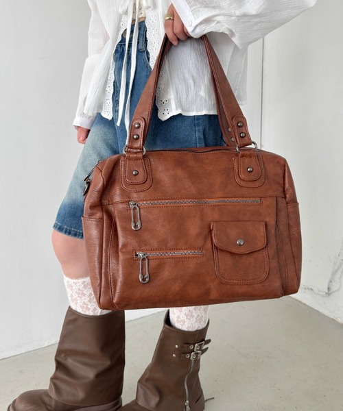 SOLLON.(ソルロン)の「アウトポケットヴィンテージバッグ(ショルダーバッグ・レディース・ブラック/ブラウン・FREE)」の1枚目の写真