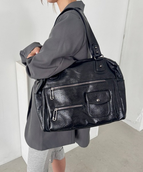 SOLLON.(ソルロン)の「アウトポケットヴィンテージバッグ(ショルダーバッグ・レディース・ブラック/ブラウン・FREE)」の2枚目の写真