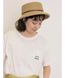 Samansa Mos2 | 【オーガニックコットン】ロゴ刺繍Tシャツ(Tシャツ/カットソー)