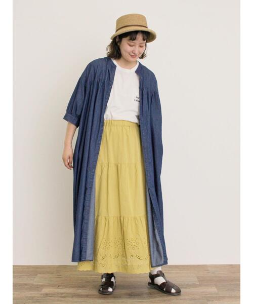 Samansa Mos2（サマンサ モスモス）の「【オーガニックコットン】ロゴ刺繍Tシャツ（Tシャツ/カットソー・レディース・ブルー/オフホワイト/ブラック/キナリ・F）」の5枚目の写真