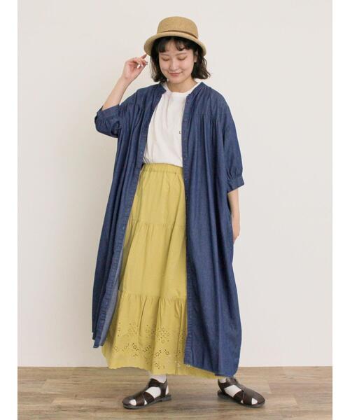 Samansa Mos2（サマンサ モスモス）の「【オーガニックコットン】ロゴ刺繍Tシャツ（Tシャツ/カットソー・レディース・ブルー/オフホワイト/ブラック/キナリ・F）」の6枚目の写真