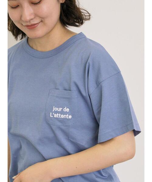 Samansa Mos2（サマンサ モスモス）の「【オーガニックコットン】ロゴ刺繍Tシャツ（Tシャツ/カットソー・レディース・ブルー/オフホワイト/ブラック/キナリ・F）」の11枚目の写真