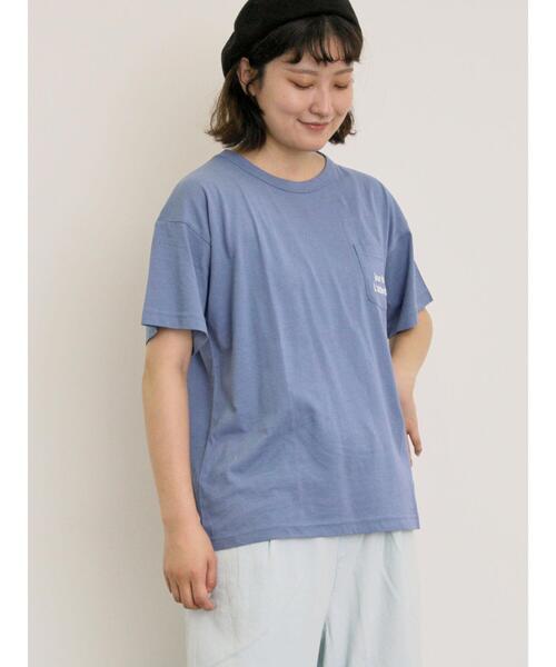 Samansa Mos2（サマンサ モスモス）の「【オーガニックコットン】ロゴ刺繍Tシャツ（Tシャツ/カットソー・レディース・ブルー/オフホワイト/ブラック/キナリ・F）」の13枚目の写真