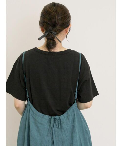 Samansa Mos2（サマンサ モスモス）の「【オーガニックコットン】ロゴ刺繍Tシャツ（Tシャツ/カットソー・レディース・ブルー/オフホワイト/ブラック/キナリ・F）」の17枚目の写真