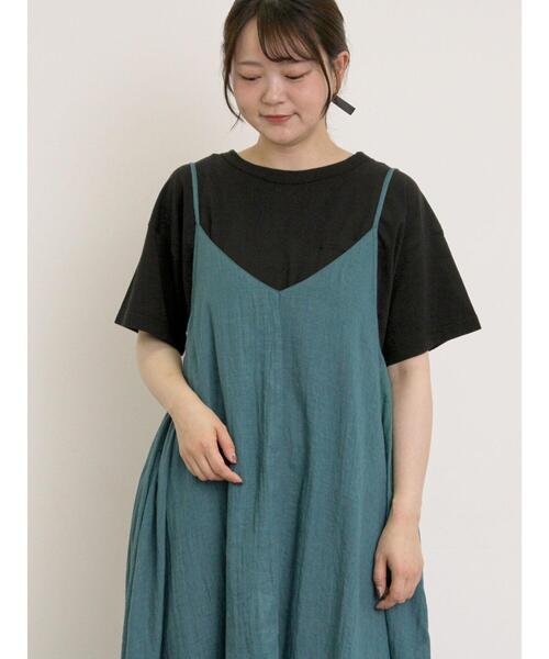 Samansa Mos2（サマンサ モスモス）の「【オーガニックコットン】ロゴ刺繍Tシャツ（Tシャツ/カットソー・レディース・ブルー/オフホワイト/ブラック/キナリ・F）」の18枚目の写真