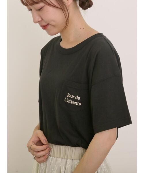 Samansa Mos2（サマンサ モスモス）の「【オーガニックコットン】ロゴ刺繍Tシャツ（Tシャツ/カットソー・レディース・ブルー/オフホワイト/ブラック/キナリ・F）」の21枚目の写真