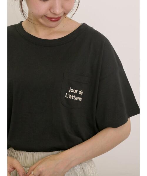 Samansa Mos2（サマンサ モスモス）の「【オーガニックコットン】ロゴ刺繍Tシャツ（Tシャツ/カットソー・レディース・ブルー/オフホワイト/ブラック/キナリ・F）」の22枚目の写真