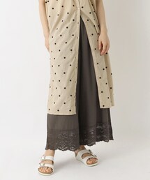 綿麻レーヨン ロングレース 切替ペチパンツ